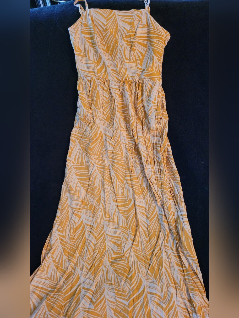 As U Wish Mustard Smocked Maxi Dress
